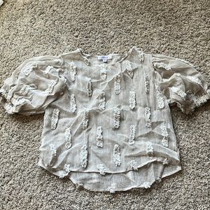 tan puffy sleeve top